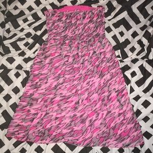 Pink camo strapless dress